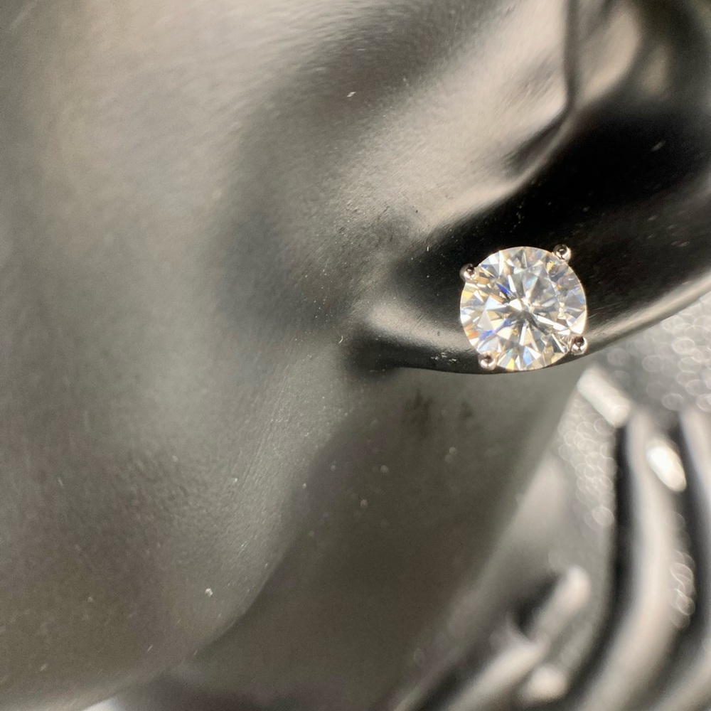 SOLD! 2 carat each (4 carat total) pair of Moissanite white gold stud earrings